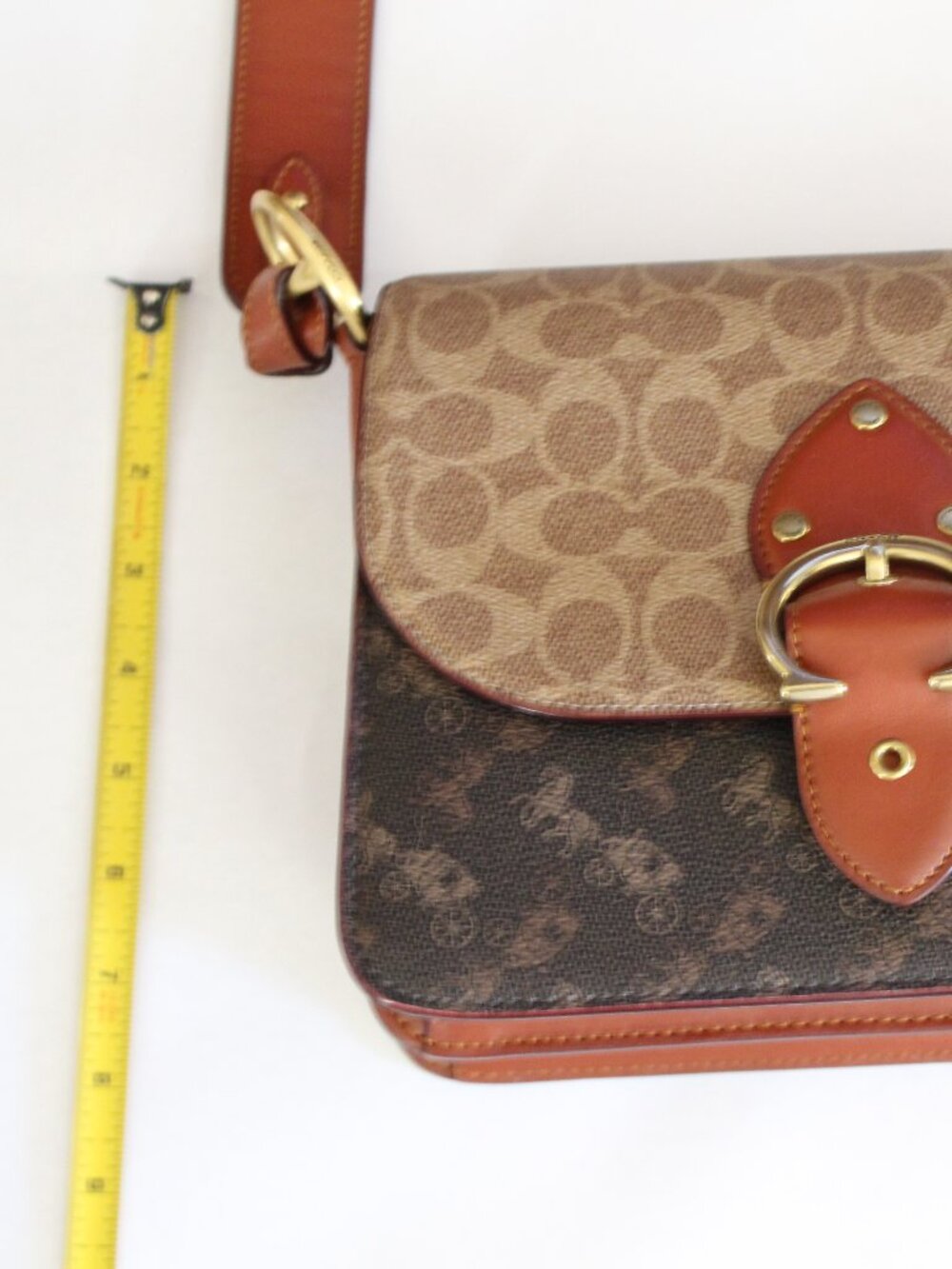 Coach Signature Carriage Coated Canvas Beat Shoulder Bag Tan/Brown Rust - Picture 7 of 12